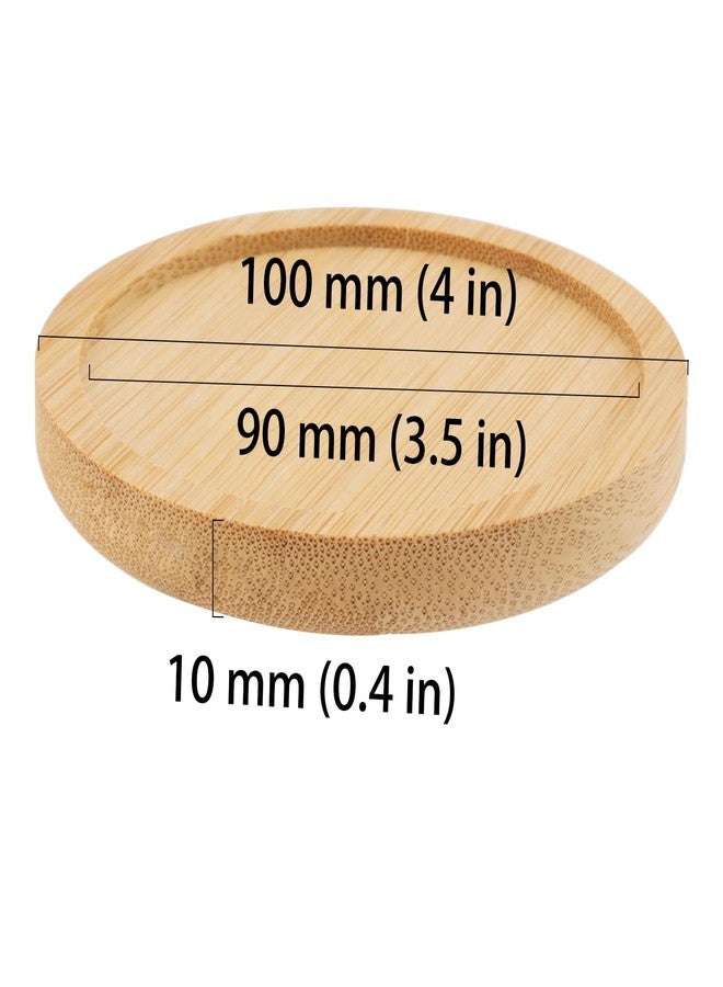 HOIGON 30 Pack Round Bamboo Coasters, 4 Inch Natural Wooden Coasters, Round Bamboo Tray Saucer Set for Drinks, Crafts, Succulents - Image 2